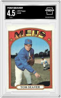 Tom Seaver from the 1972 Topps set graded by Arena Club and given an overall grade of 4.5.