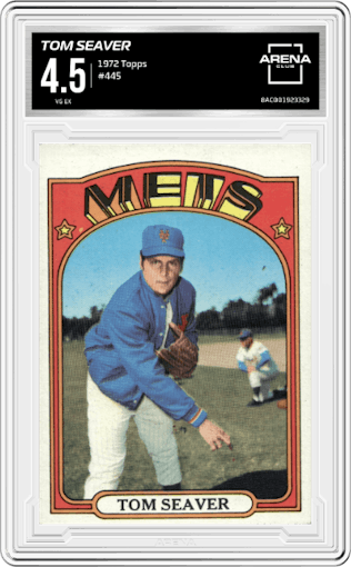 Tom Seaver from the 1972 Topps set graded by Arena Club and given an overall grade of 4.5.