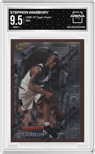 Stephon Marbury from the 1996-97 Topps Finest set graded by Arena Club and given an overall grade of 9.5.