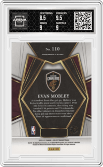 Evan Mobley  from the 2021-22 Panini Select set graded by Arena Club and given an overall grade of 9.