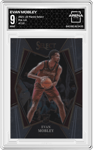 Evan Mobley  from the 2021-22 Panini Select set graded by Arena Club and given an overall grade of 9.