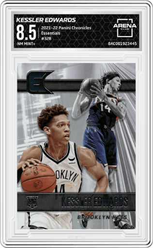 Kessler Edwards from the 2021-22 Panini Chronicles set graded by Arena Club and given an overall grade of 8.5.