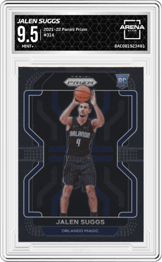 Jalen Suggs from the 2021-22 Panini Prizm  set graded by Arena Club and given an overall grade of 9.5.