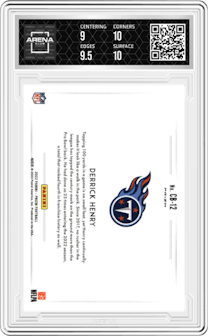 Derrick Henry from the 2022 Panini Prizm set graded by Arena Club and given an overall grade of 9.5.