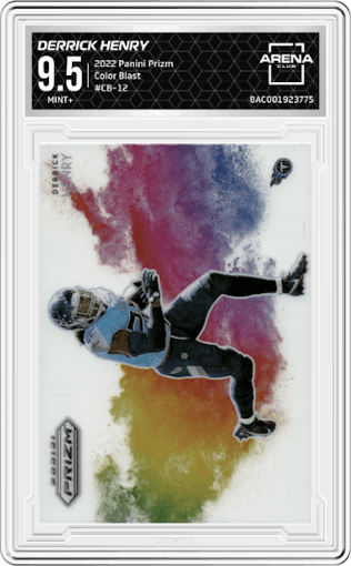 Derrick Henry from the 2022 Panini Prizm set graded by Arena Club and given an overall grade of 9.5.