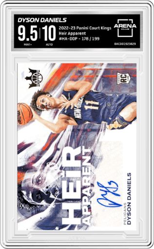 Dyson Daniels from the 2022-23 Panini Court Kings set graded by Arena Club and given an overall grade of 9.5.