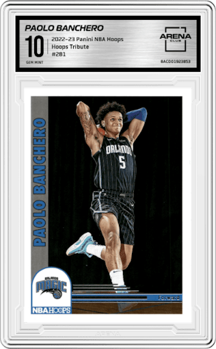 Paolo Banchero from the 2022-23 Panini NBA Hoops set graded by Arena Club and given an overall grade of 10.