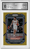 Cade Cunningham from the 2022-23 Panini Prizm Monopoly set featuring a Gold Prizm parallel graded by Arena Club and given an overall grade of 10.