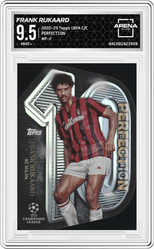 Frank Rijkaard from the 2022-23 Topps UEFA Club Competitions set graded by Arena Club and given an overall grade of 9.5.