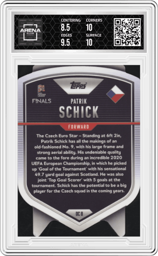 Patrick Schick from the 2022-23 Topps Match Attax 101 Road to UEFA Nations League Finals set graded by Arena Club and given an overall grade of 9.