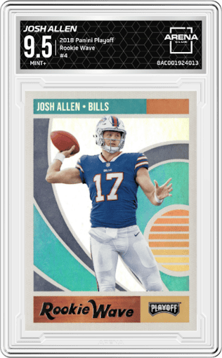 Josh Allen from the 2018 Panini Playoff set graded by Arena Club and given an overall grade of 9.5.