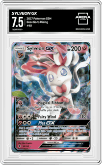 Sylveon GX from the 2017 Pokemon S&M set graded by Arena Club and given an overall grade of 7.5.
