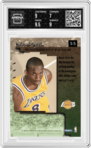 Kobe Bryant  from the 1996-97 Skybox Premium set graded by Arena Club and given an overall grade of 7.5.