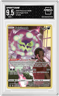 Spiritomb from the 2022 Pokemon SWSH set graded by Arena Club and given an overall grade of 9.5.