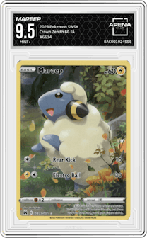 Mareep from the 2023 Pokemon SWSH set graded by Arena Club and given an overall grade of 9.5.