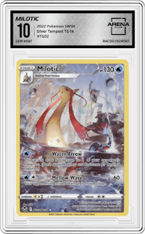 Milotic from the 2022 Pokemon SWSH set graded by Arena Club and given an overall grade of 10.