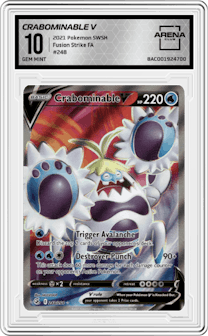 Crabominable V from the 2021 Pokemon SWSH set graded by Arena Club and given an overall grade of 10.