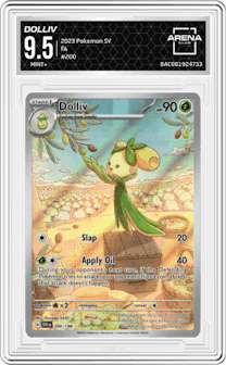 Dolliv from the 2023 Pokemon SV set graded by Arena Club and given an overall grade of 9.5.