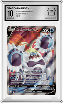 Crabominable V from the 2021 Pokemon SWSH set graded by Arena Club and given an overall grade of 10.