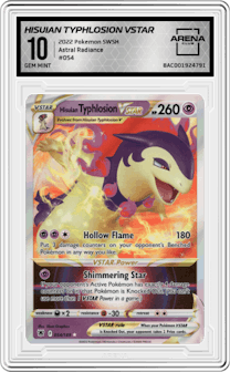 Hisuian Typhlosion VSTAR from the 2022 Pokemon SWSH set graded by Arena Club and given an overall grade of 10.