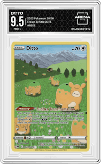 Ditto from the 2023 Pokemon SWSH set graded by Arena Club and given an overall grade of 9.5.