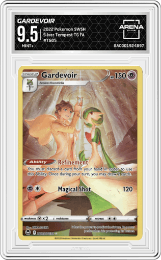 Gardevoir from the 2022 Pokemon SWSH set graded by Arena Club and given an overall grade of 9.5.