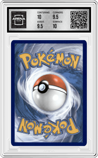 Rayquaza V from the 2021 Pokemon SWSH set graded by Arena Club and given an overall grade of 10.