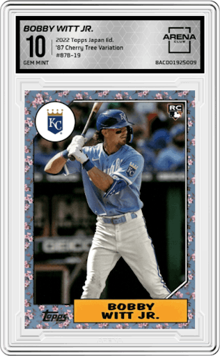 Bobby Witt Jr. from the 2022 Topps Baseball Japan Edition set graded by Arena Club and given an overall grade of 10.