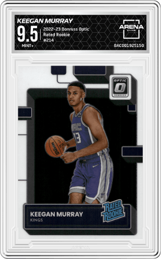 Keegan Murray from the 2022-23 Panini Donruss Optic  set graded by Arena Club and given an overall grade of 9.5.