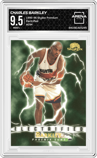 Charles Barkley from the 1995-96 Skybox Premium set graded by Arena Club and given an overall grade of 9.5.