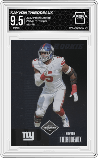 Kayvon Thibodeaux from the 2022 Panini Limited set graded by Arena Club and given an overall grade of 9.5.