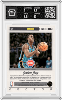 Jaden Ivey from the 2022-23 Panini Recon set graded by Arena Club and given an overall grade of 9.