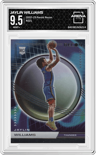 Jaylin Williams from the 2022-23 Panini Recon set graded by Arena Club and given an overall grade of 9.5.