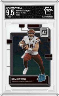 Sam Howell from the 2022 Panini Donruss Optic set graded by Arena Club and given an overall grade of 9.5.