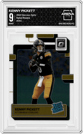 Kenny Pickett from the 2022 Panini Donruss Optic set graded by Arena Club and given an overall grade of 9.