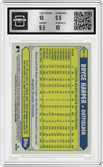 Bryce Harper from the 2022 Topps Silver Pack  set graded by Arena Club and given an overall grade of 10.