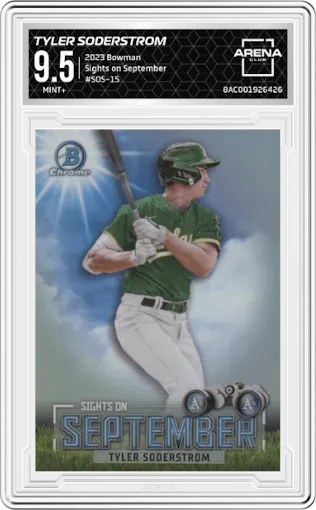 Tyler Soderstrom from the 2023 Bowman  set graded by Arena Club and given an overall grade of 9.5.