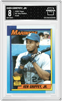 Ken Griffey, Jr.  from the 1990 Topps set graded by Arena Club and given an overall grade of 8.