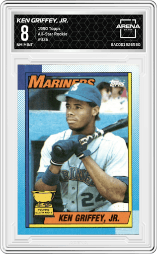 Ken Griffey, Jr.  from the 1990 Topps set graded by Arena Club and given an overall grade of 8.