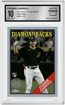 Corbin Carroll from the 2023 Topps Chrome Update set graded by Arena Club and given an overall grade of 10.