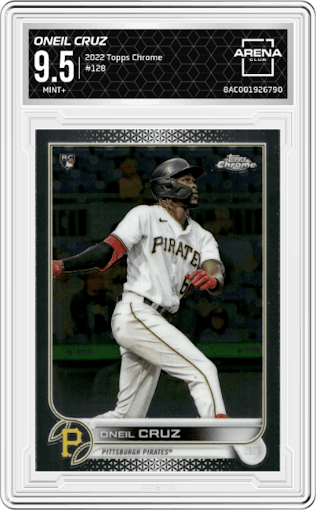 Oneil Cruz from the 2022 Topps Chrome set graded by Arena Club and given an overall grade of 9.5.