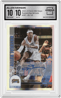 Allen Iverson from the 2022-23 Panini NBA Hoops set graded by Arena Club and given an overall grade of 10.