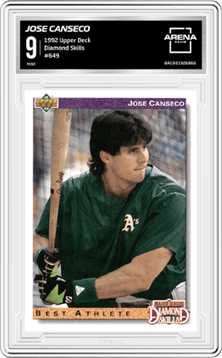 Jose Canseco from the 1992 Upper Deck set graded by Arena Club and given an overall grade of 9.