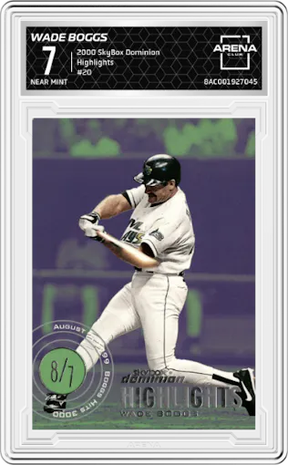 Wade Boggs from the 2000 SkyBox Dominion set graded by Arena Club and given an overall grade of 7.