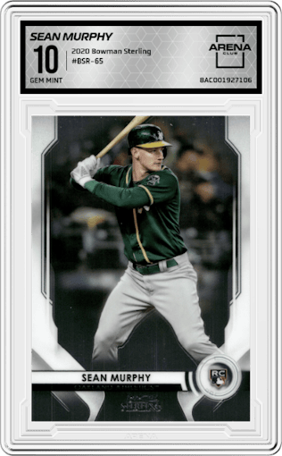 Sean Murphy from the 2020 Bowman Sterling set graded by Arena Club and given an overall grade of 10.