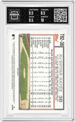Ke'Bryan Hayes from the 2021 Topps Update set graded by Arena Club and given an overall grade of 9.