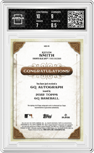 Kevin Smith from the 2022 Topps Gypsy Queen set graded by Arena Club and given an overall grade of 7.5.