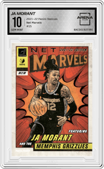 Ja Morant from the 2021-22 Panini Donruss set graded by Arena Club and given an overall grade of 10.