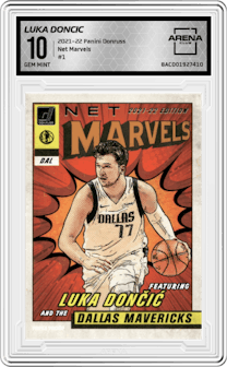 Luka Doncic from the 2021-22 Panini Donruss set graded by Arena Club and given an overall grade of 10.