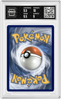 M Blastoise EX from the 2016 Pokemon XY set graded by Arena Club and given an overall grade of 9.5.